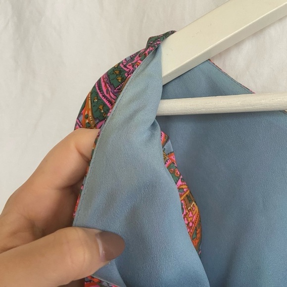 J. Crew Silk Dress Paisley Print Flounce Hem Pink Blue Size 4 - Picture 16 of 16